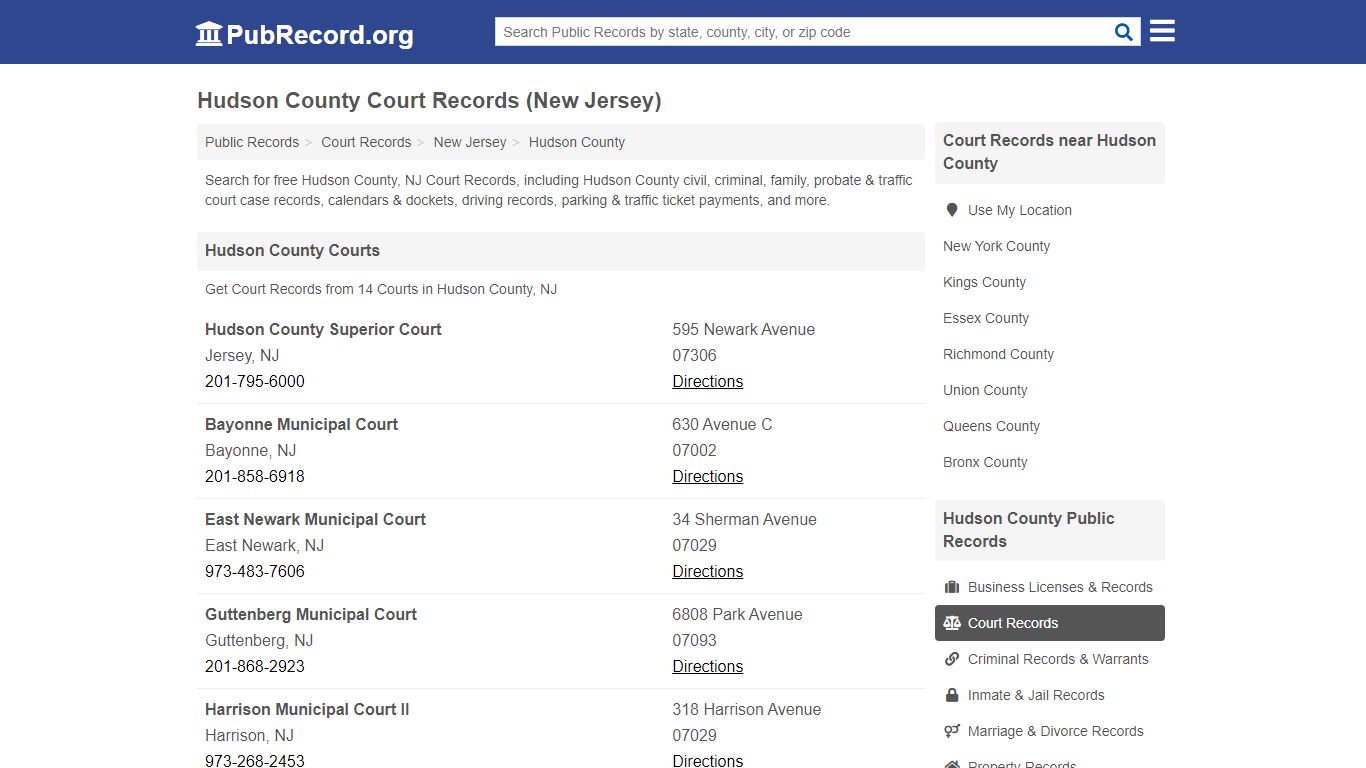 Free Hudson County Court Records (New Jersey Court Records) - PubRecord.org